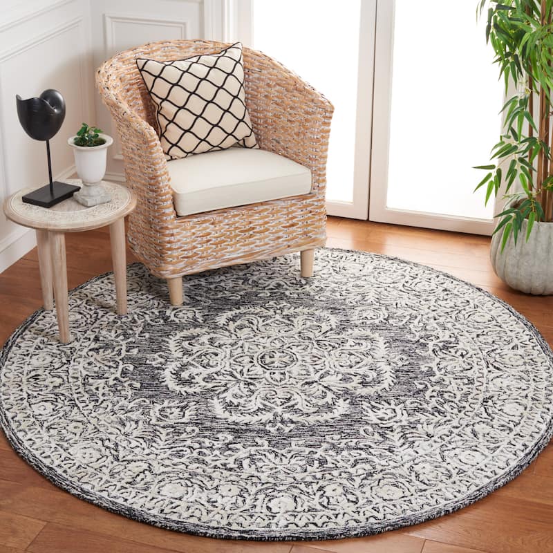 SAFAVIEH Handmade Precious Jackeline Rug - 6' Round - Black/Ivory