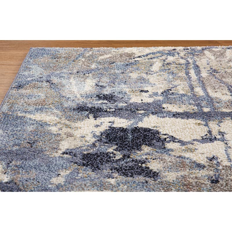 Olympia Collection Blue/Gray Abstract Transitional Design Area Rug