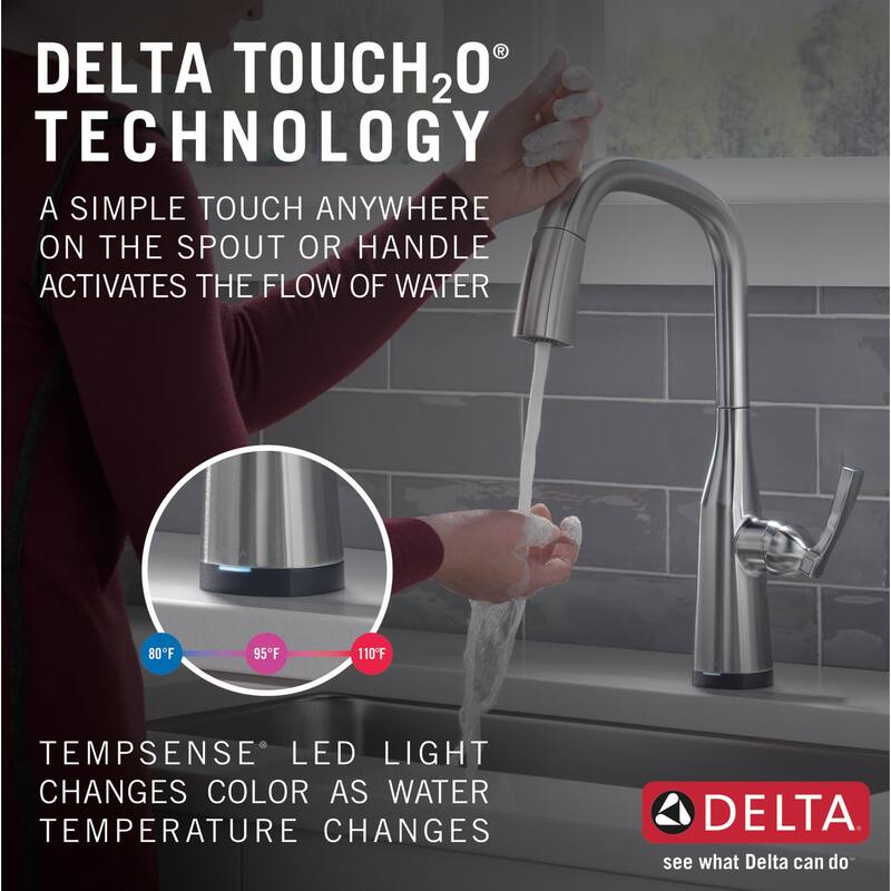 Delta Stryke 1.8 GPM Pull-Down Bar/Prep Faucet with On/Off Touch