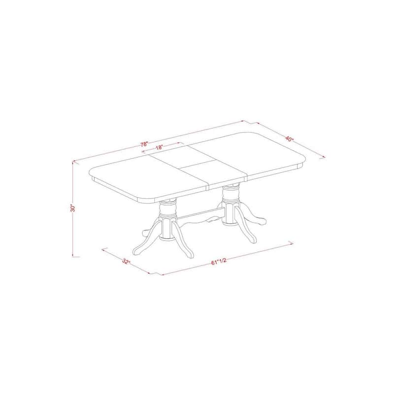 Renaissance Dining Set 7Pc Rectangular Table & 6 Chairs - 60x78 Inch Table with Leaf