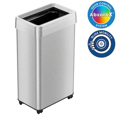 iTouchless 18 Gallon / 68 Liter Rectangular Open Top Kitchen Trash Can with Wheels and Dual Odor Filters