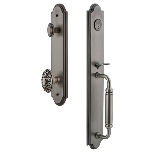Grandeur ARCCGRGVC_ESET_234 Arc Solid Brass Rose Keyed Entry Single Cylinder Full Plate "C" Grip Handleset with Grande