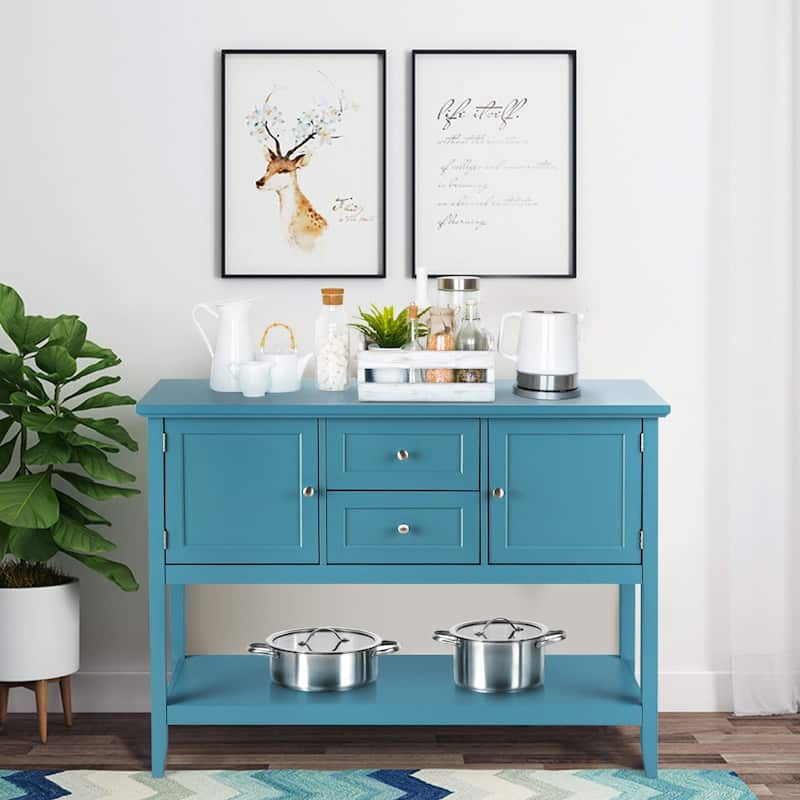 Costway Sideboard Buffet Table Wooden Console Table w/ Drawers &