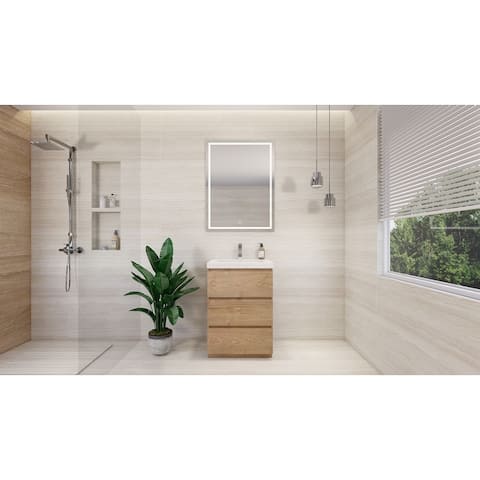 Angeles 24" freestanding bath vanity with single basin reinforced acrylic top