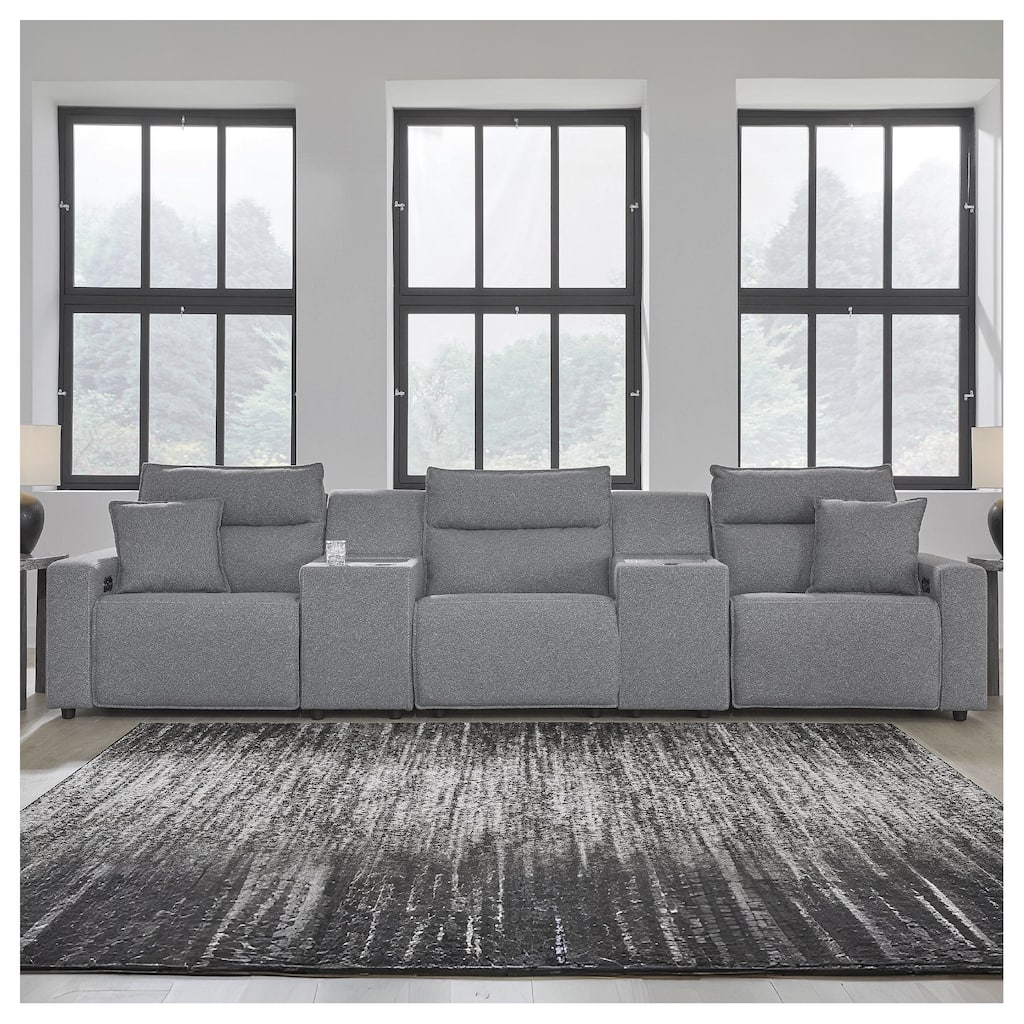 Signature Design by Ashley Modmax Gray 5-Piece Power Reclining Sectional - 152" W x 41" D x 41" H