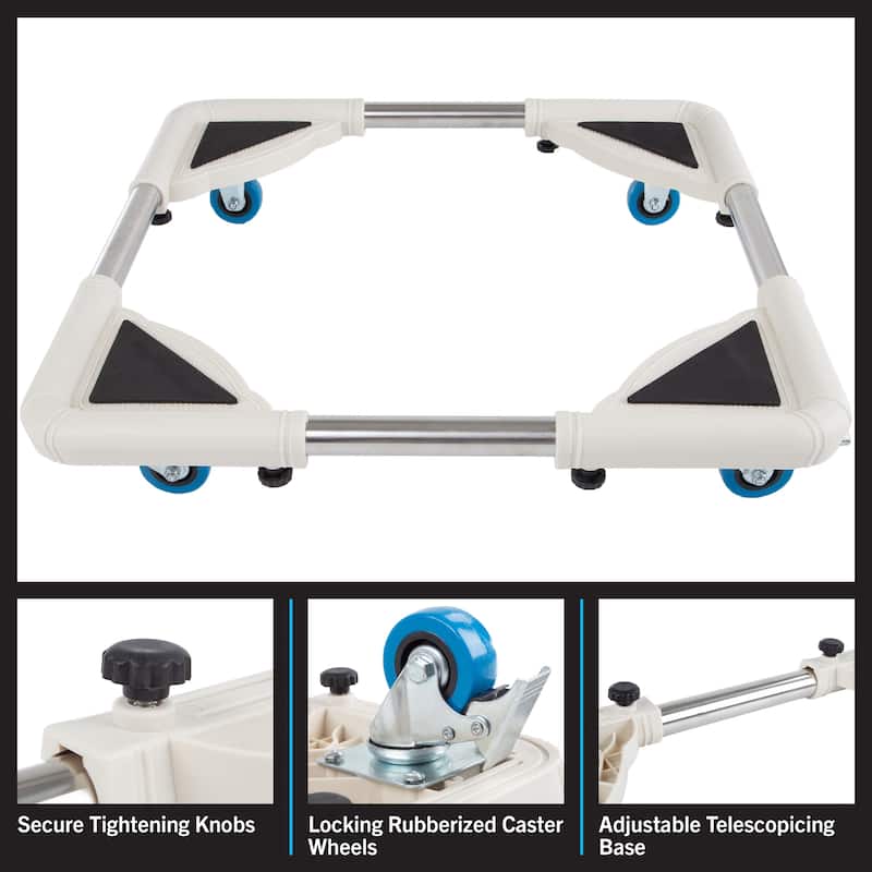 Adjustable Dolly Cart - Appliance Roller with Telescoping Base, Locking Caster Wheels - 220lbs Weight Capacity by Stalwart