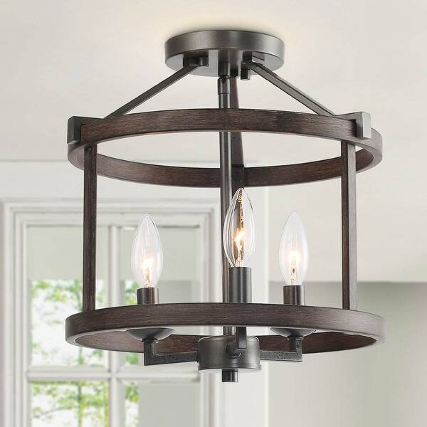 Lnc Farmhouse Antique Metal 3 Light Drum Foyer Kitchen Ceiling Light W12 2 X H13 On Sale Overstock 23440798