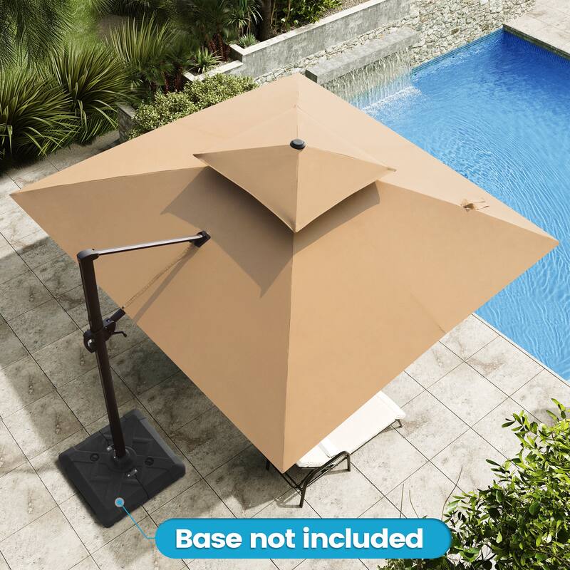 11 x 11 FT Outdoor Patio Cantilever Umbrella with Crank and 360 Degrees Rotation