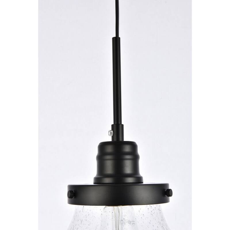 Lina 1-Light Plug in Pendant with Clear Bubble Shade - Black - 8" Diameter