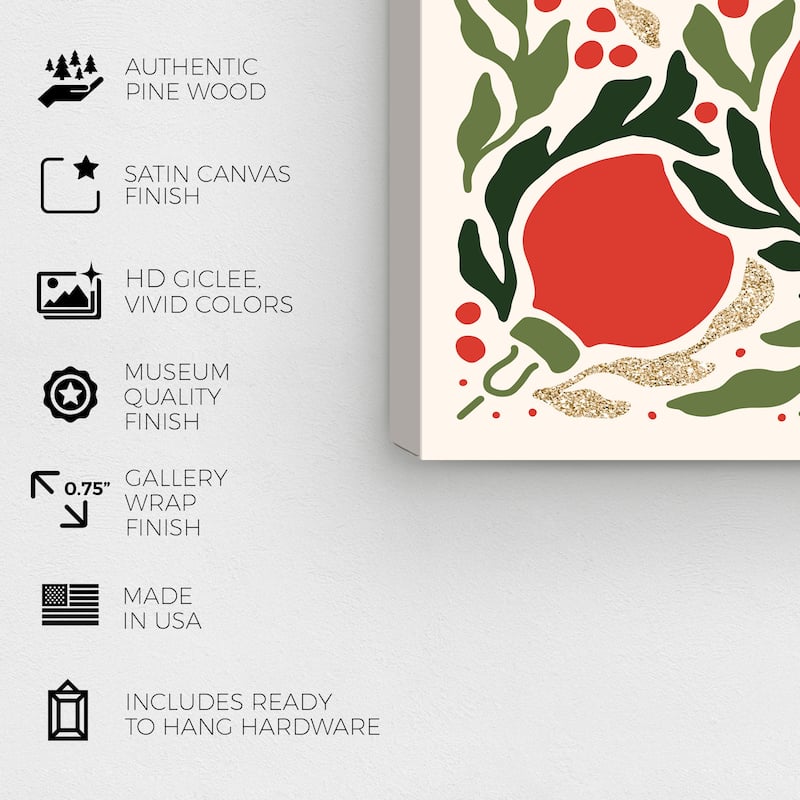 Wynwood Studio Canvas Holiday and Seasonal December Ornaments Glitter Red Glam Wall Art Canvas Print