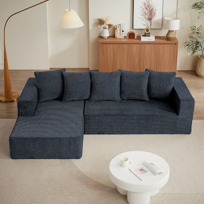 Chenille Modular L-Shaped Sofa, 4-Seater Comfort