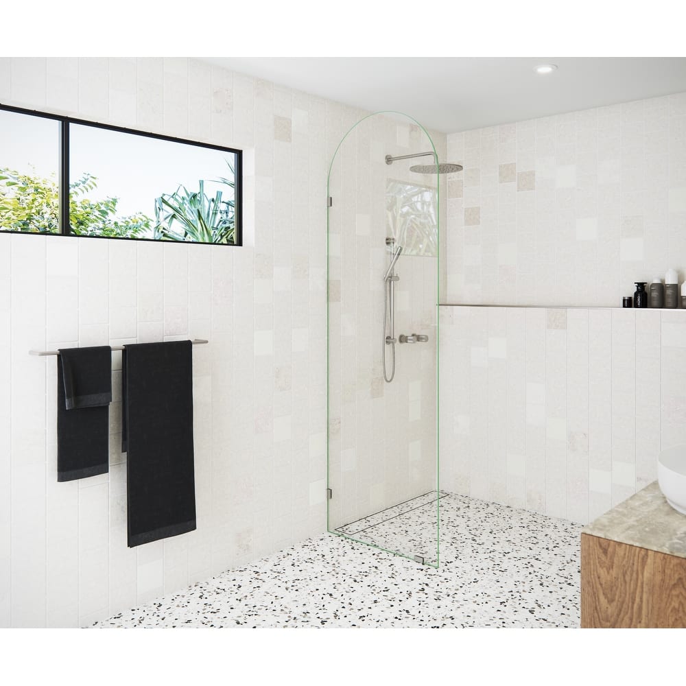 Glass Warehouse 28" x 86.75" Frameless Shower Door - Arched Single Fixed Panel