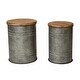 preview thumbnail 15 of 35, Glitzhome Industrial Farmhouse Round Storage End Tables (Set of 2) Galvanized Dark Grey-Ship From NJ