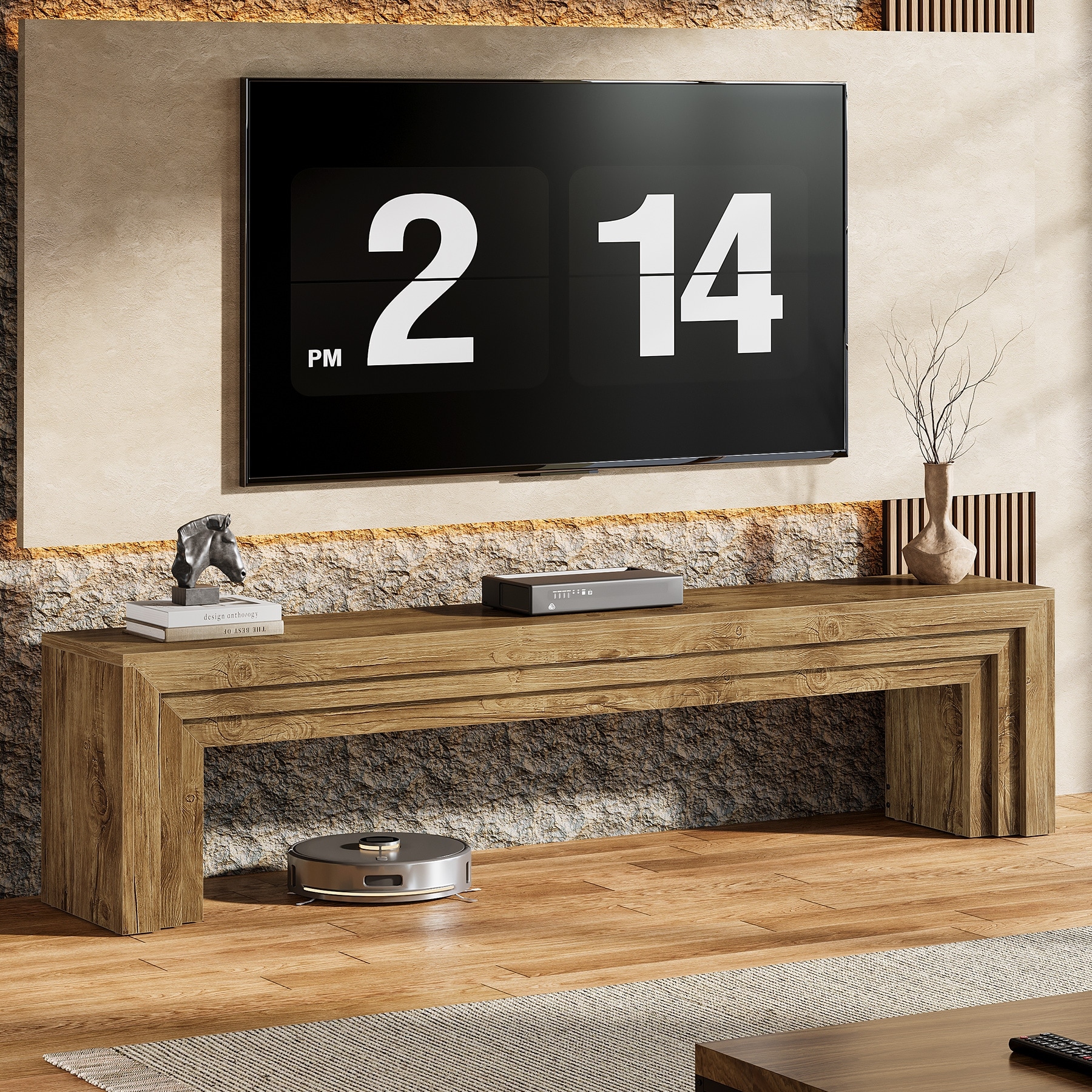 70.9" Extra Long Wooden TV Stand for 75-Inch TVs, Entertainment Center Media Console for Living Room
