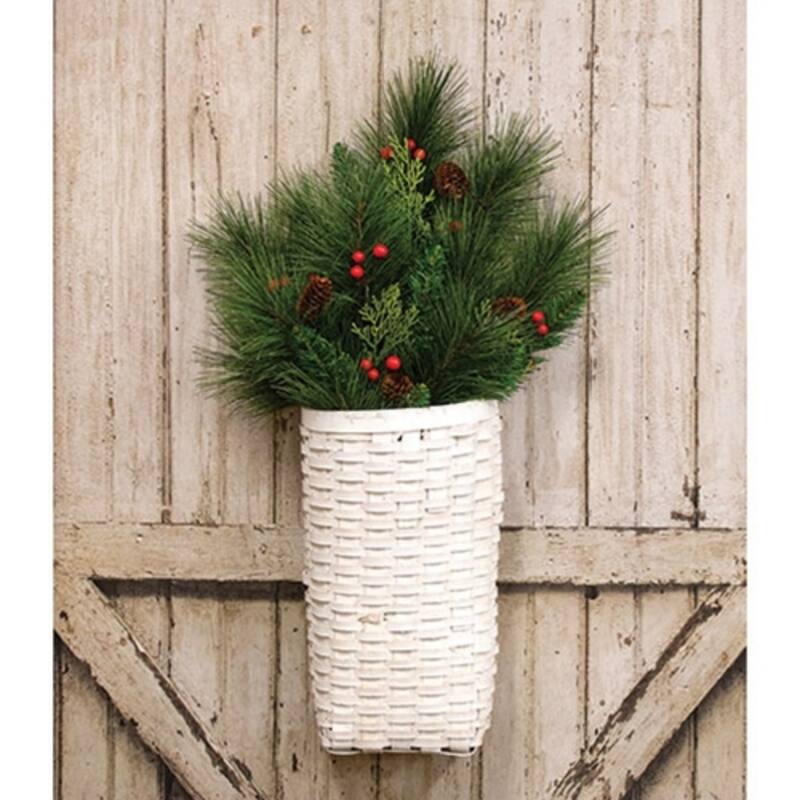 20" Long Needle Pine & Cedar Spray with Red Berries and Pinecones for Holiday and Winter Decor - 20" H x 12" W x 3" D