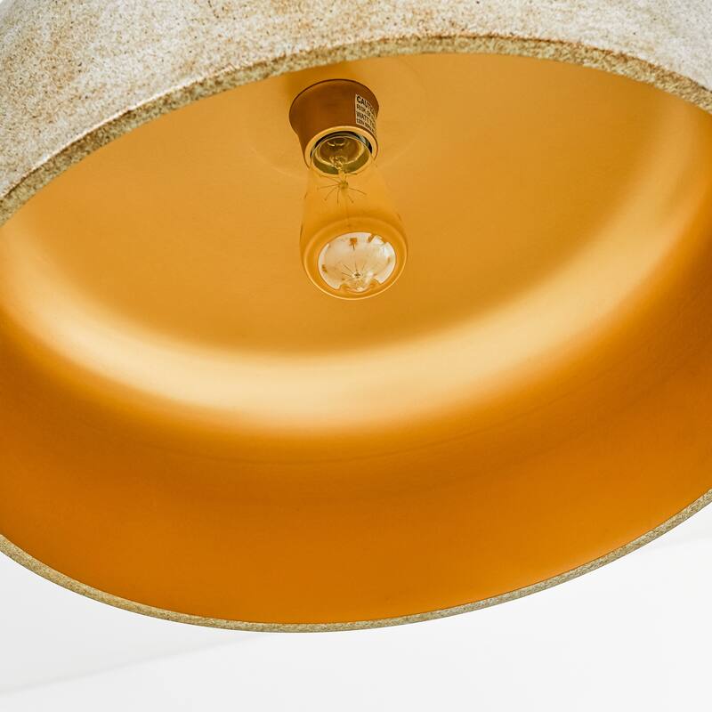 1-Light Industrial Antique Silver Drum Dome Kitchen Island Pendant Lights - 20.4 in. W x 10.6 in. H