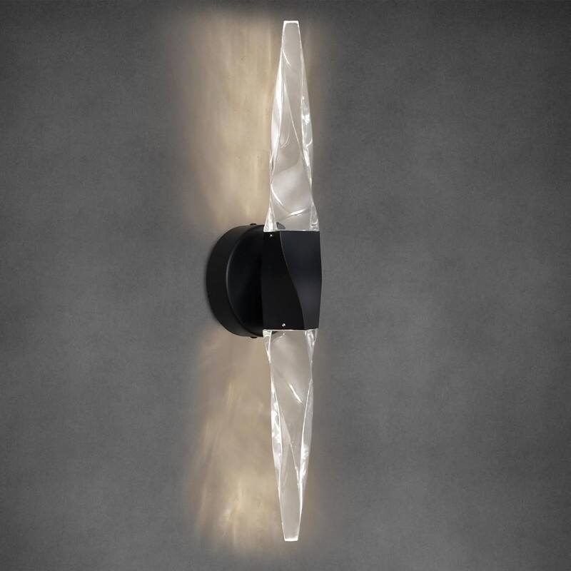 KAYLA 20.8" Black Crystal Wall Sconce - Black