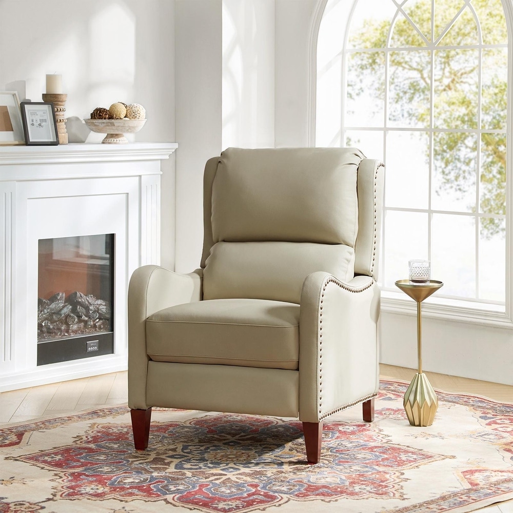 Beige leather shop recliner chair