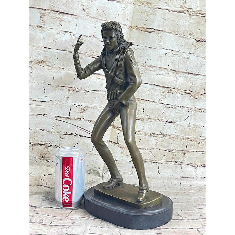Original Aldo Vitaleh Michael Jackson Bronze Sculpture Figurine Marble Base Deco
