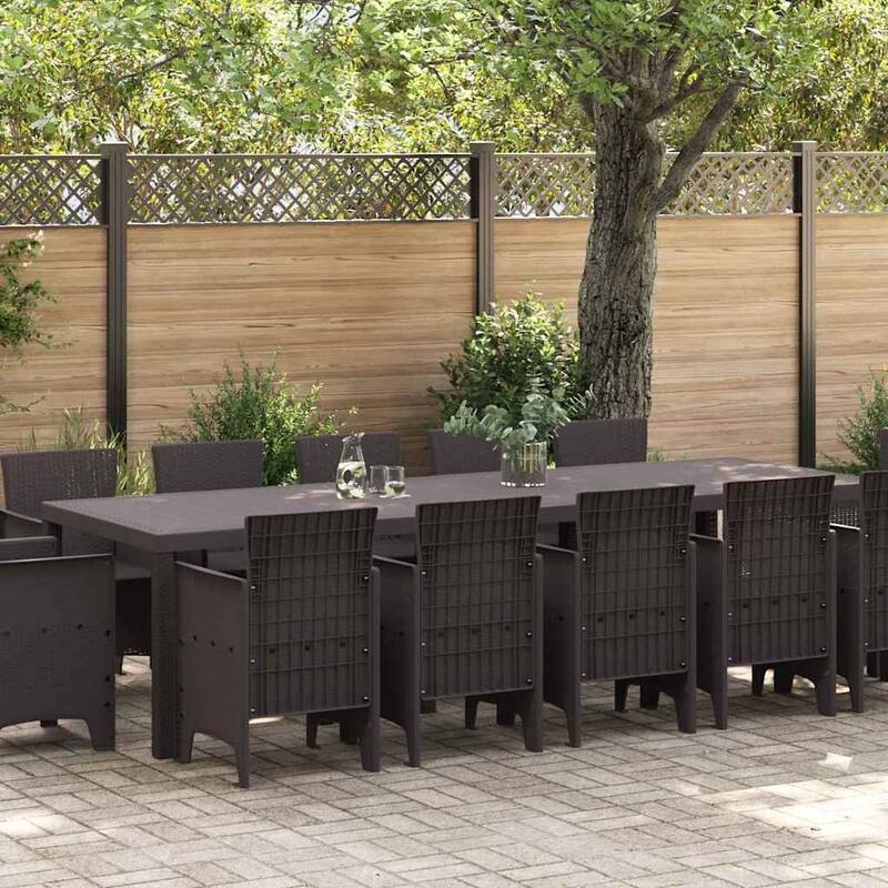 vidaXL Garden Dining Set 13 pcs Plastic - 39 x 118 x 29 - Brown/ without cushion set 4