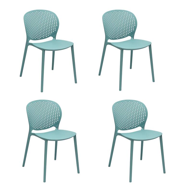 HomeRoots Set of Four Blue Heavy Duty Plastic Dining Side Chairs - 19.00 in. x 31.00 in. x 22.00 in.