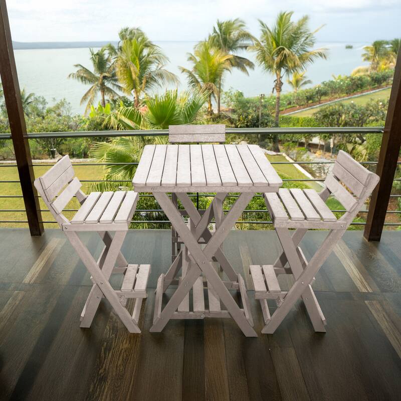 Key West Fully Assembled All-Weather Outdoor Folding Bar Set - 3-piece - Ivory