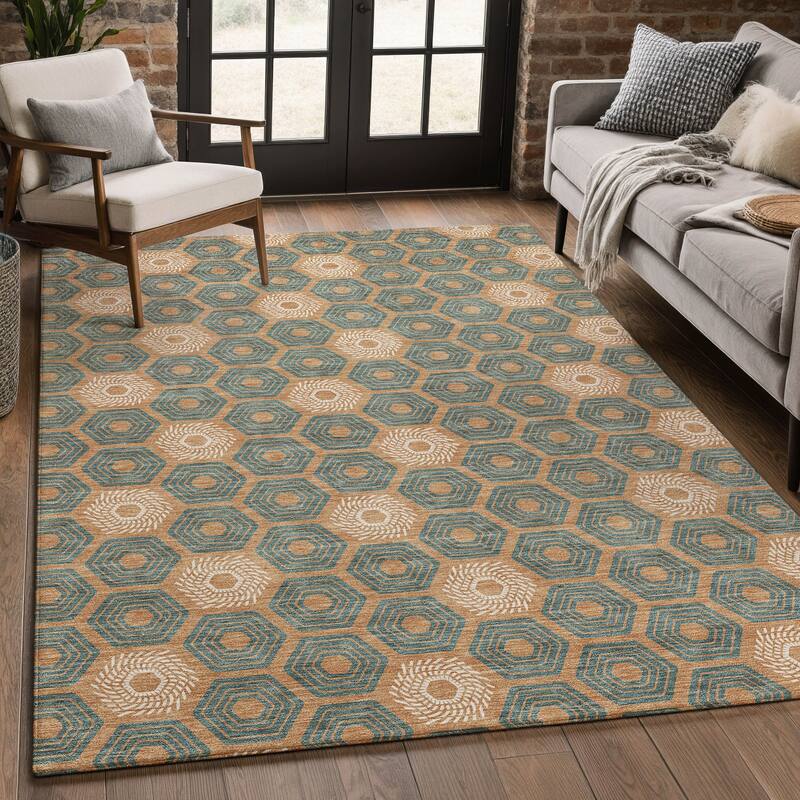 Machine Washable Indoor/ Outdoor Modern Hugoton Chantille Rug