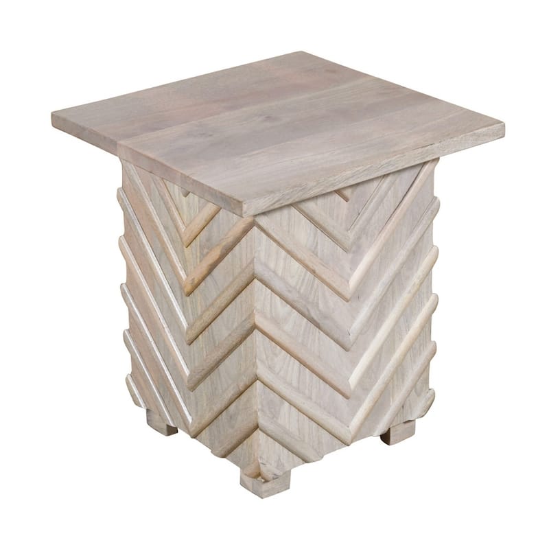 HomeRoots 24" White Distressed Solid Wood Square End Table - 22' X '24' X '22