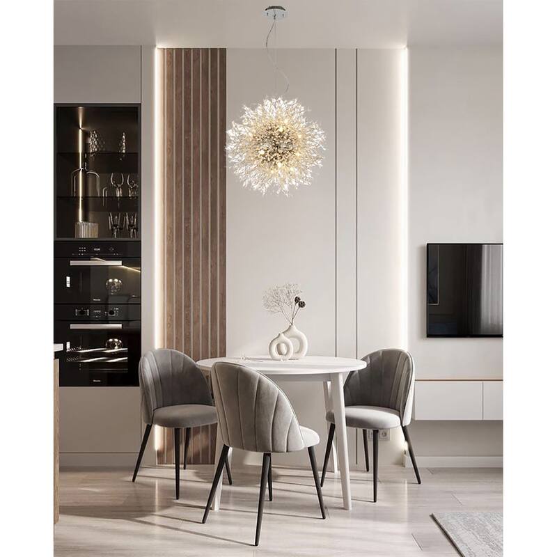 16-Light Chrome Stainless Steel Chandelier With Clear Crystal Accents