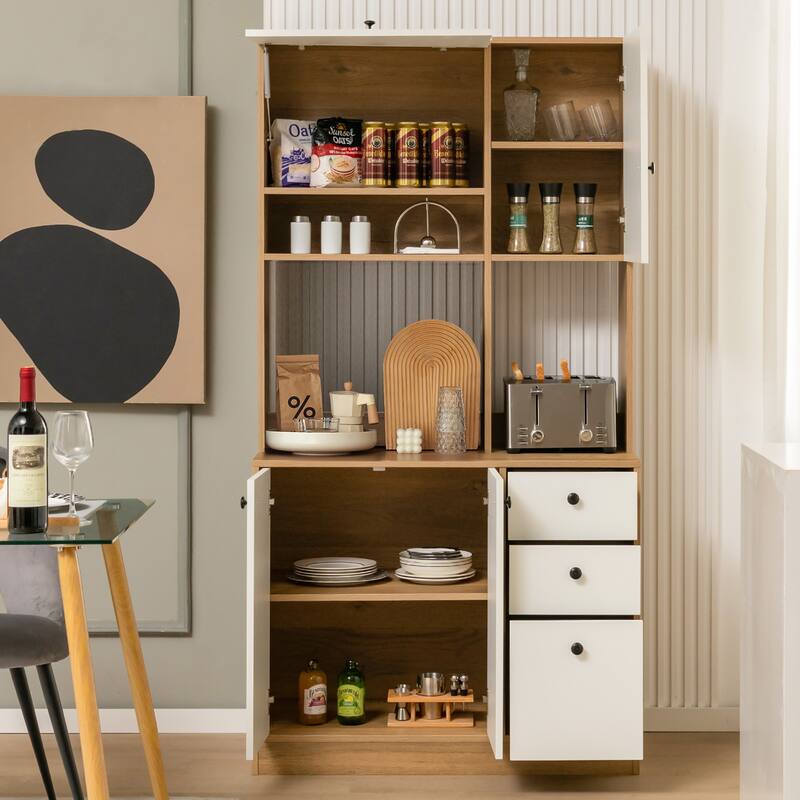 Costway 71'' Tall Kitchen Pantry Buffet Hutch Freestanding Storage
