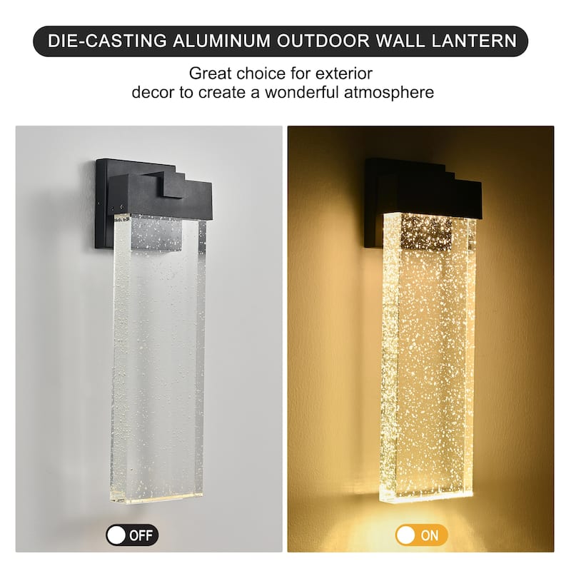 18"H Outdoor Weatherproof LED Wall Sconce with Bubble Crystal