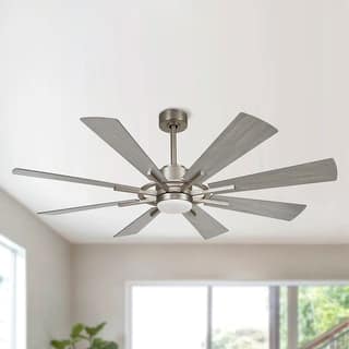 60" Farmhouse 8-Blade Large Windmill Ceiling Fan with Light and Remote