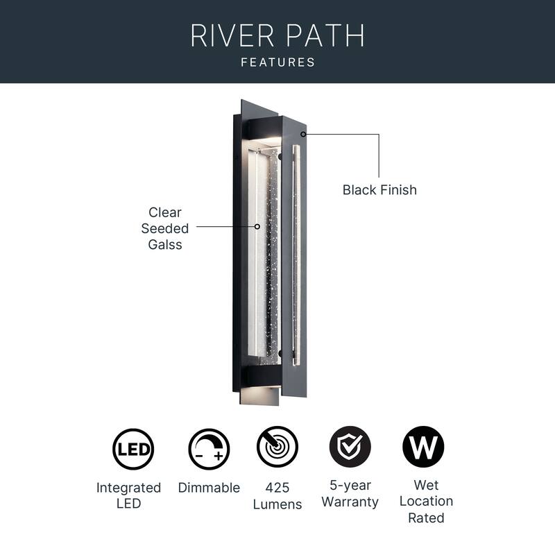 Kichler Lighting River Path Collection 2-light Textured Black Outdoor LED Wall Sconce