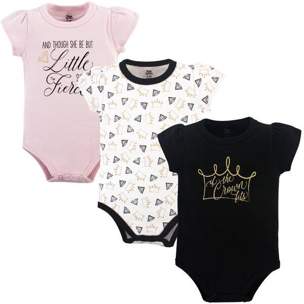 slide 1 of 1, Yoga Sprout Baby Girl Cotton Bodysuits 3pk, Crown 0-3 Months - Crown