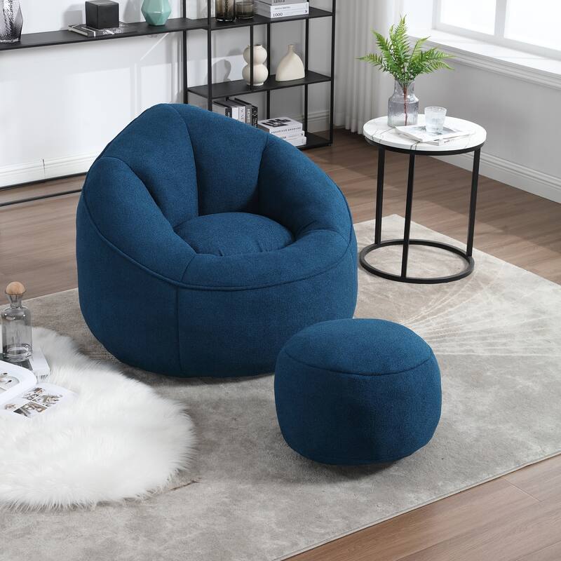 High Pressure Foam Bean Bag Sofa Chair with Footrest