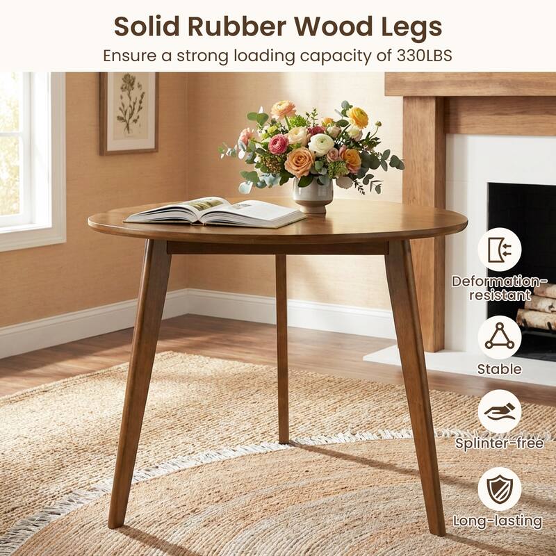 Gymax 35.5'' Triangle Dining Table Farmhouse Kitchen Table w/ Solid