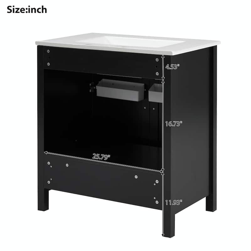 30" Bathroom Vanity with Ceramic Sink and Ample Storage