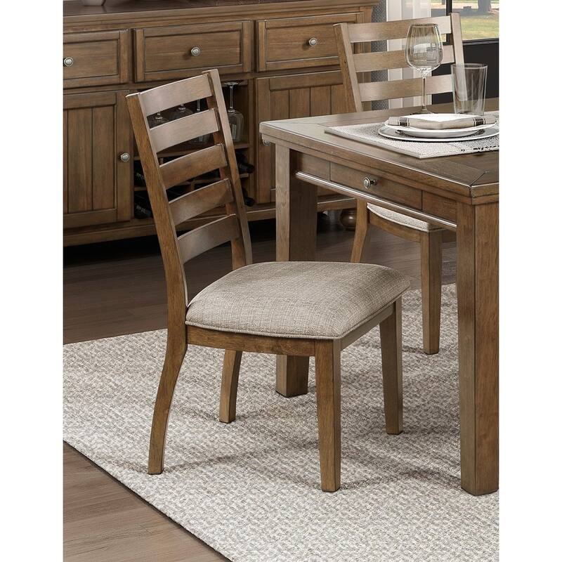 Cherry Finish Traditional Style Side Chairs Set of 2pc with Wooden Frame and Ladder Back Design