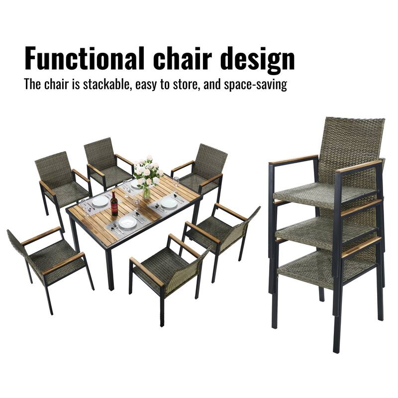 7-Piece All-Weather Patio Dining Set with Umbrella Hole