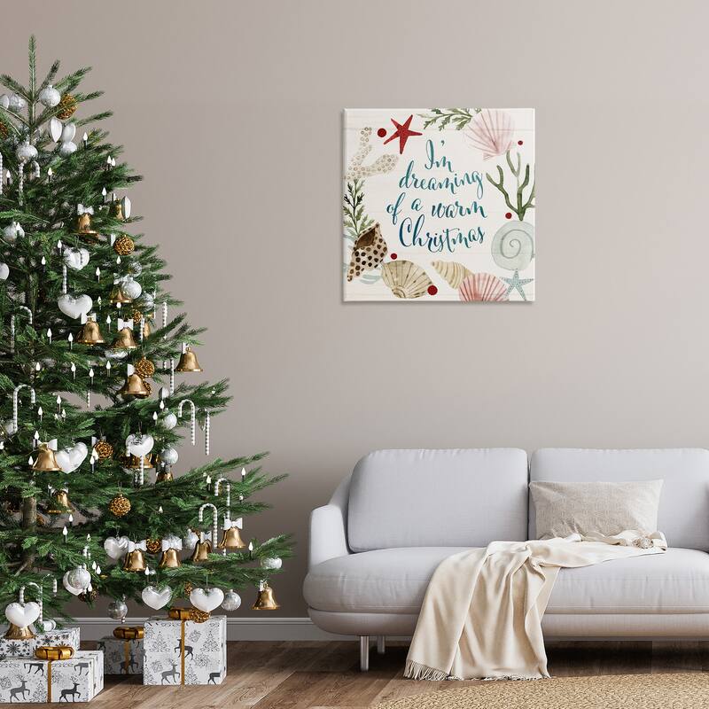 Stupell Dreaming of Warm Christmas Nautical Beach Holiday Canvas Wall Art - Multi-Color