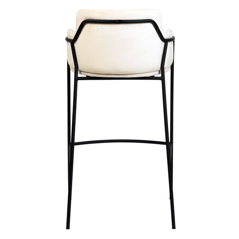 LeisureMod 40" Velvet Upholstered Bar Stool - Counter Height Bar Stool with Stainless-Steel Frame and Footrest for Home Bar