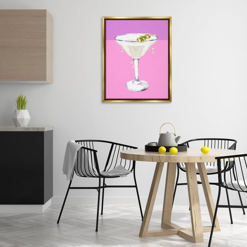Stupell Bright Olive Martini Framed Floater Canvas Wall Art Design By Susan Jill