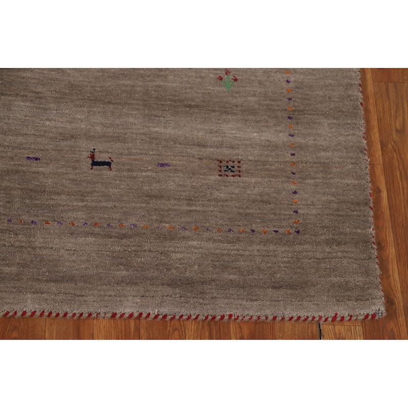 Hand Knotted Oriental 100% Wool Carpet Tribal Animal Pictorial Brown Gabbeh Area Rug - 8' 0'' X 5' 2''