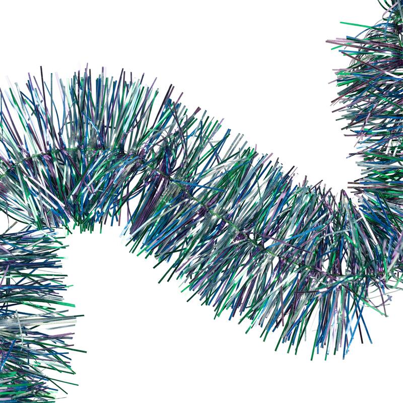 Shiny Tinsel Two-Tone Christmas Garland - 18' x 3" - Blue