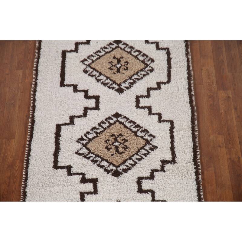 Natural Dye Tribal Anatolian Runner Rug Handmade Wool Carpet - 3'5"x 12'2"