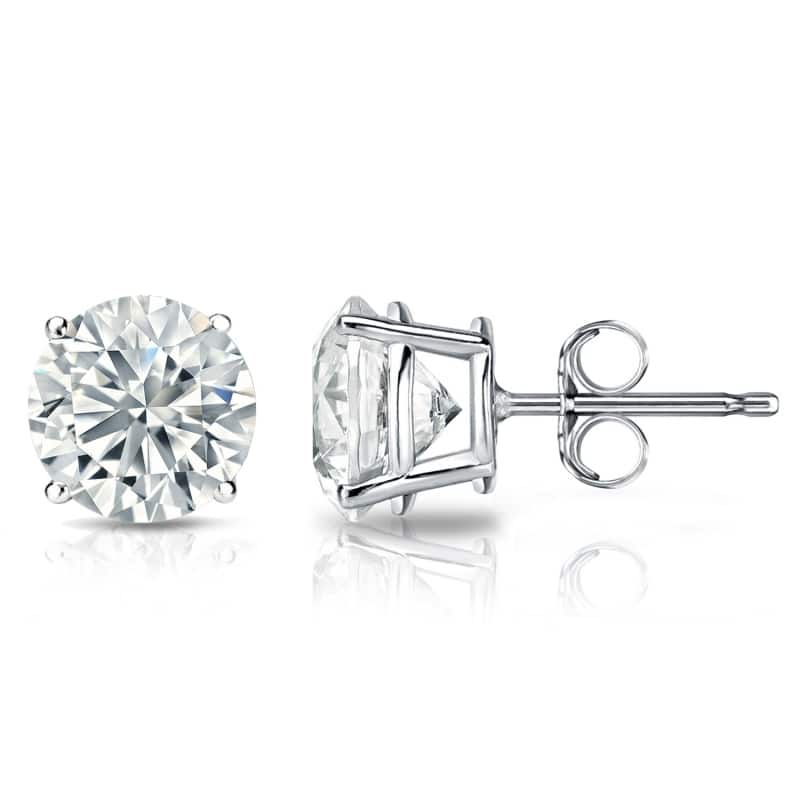 Auriya Lab Grown Round 4-Prong Diamond Stud Earrings 2.00 to 10.00 ct. tw. Push-Back (D-E VVS) - 8.00ct. tw. - Platinum - White