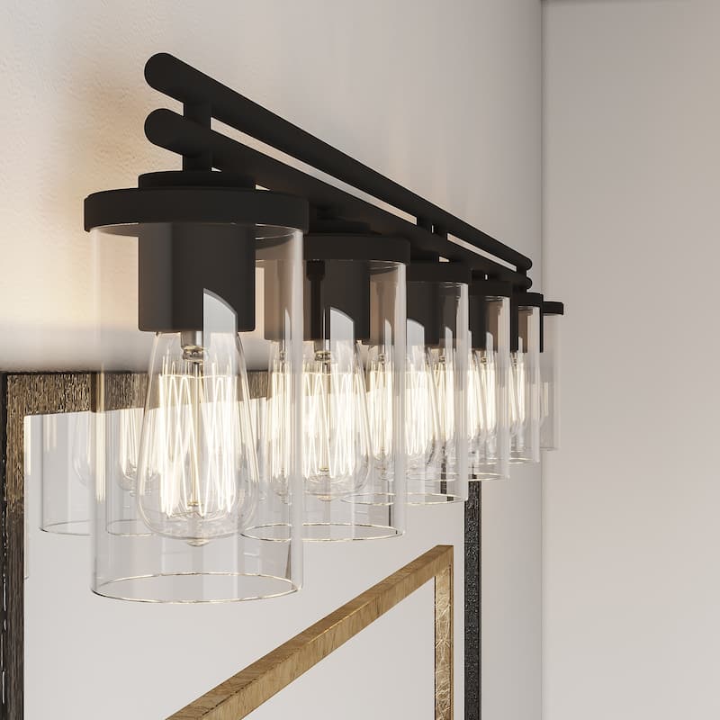 6-light Modern Farmhouse Black Bathroom Vanity Lights with UL Certified - 53''