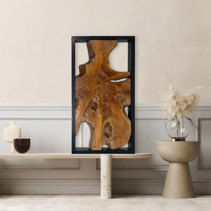 Greenage Teak Wall Decor Natural Live Edge Hanging Art Sculpture