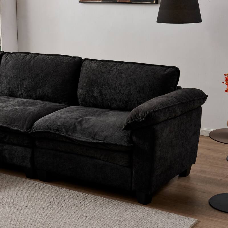 Roomfitters Large Modular 4-Seater Sofa with 2 Ottomans, U-Shaped Sectional Couch for Living Room