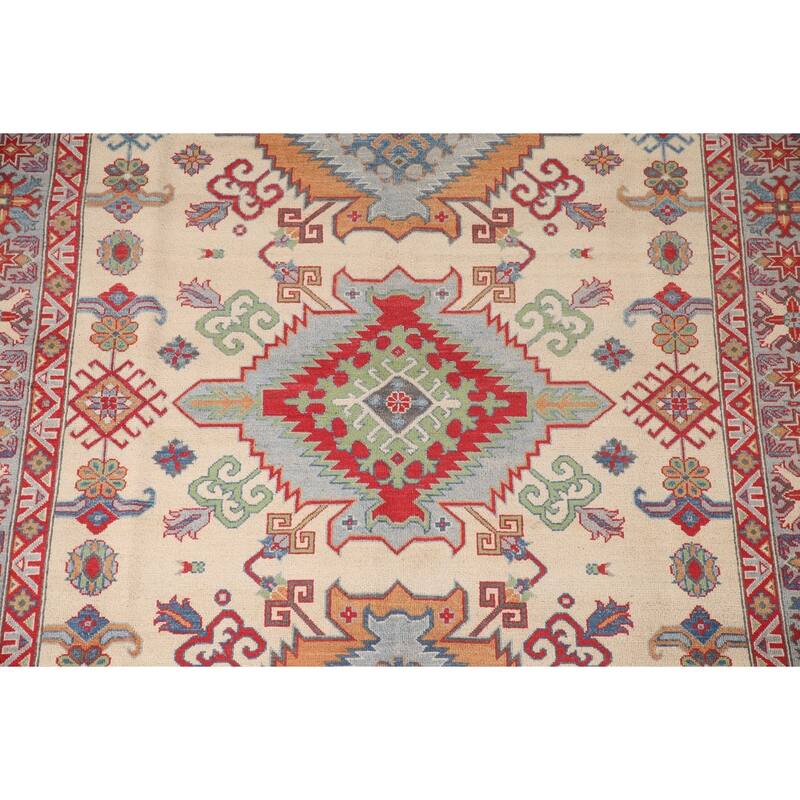 Kazak Living Room Area Rug Hand-Knotted Wool Carpet - 6'9" x 10'1"